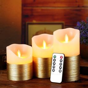 img 2 attached to 🕯️ Flameless Candles Set of 3: Ivory Wax LED Pillars with Dancing Flame, Remote Control & 24-Hour Timer