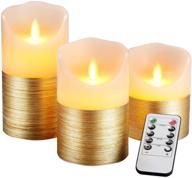 🕯️ flameless candles set of 3: ivory wax led pillars with dancing flame, remote control & 24-hour timer логотип