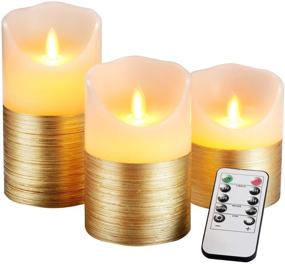 img 4 attached to 🕯️ Flameless Candles Set of 3: Ivory Wax LED Pillars with Dancing Flame, Remote Control & 24-Hour Timer