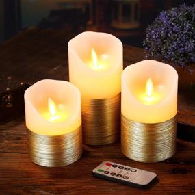 img 1 attached to 🕯️ Flameless Candles Set of 3: Ivory Wax LED Pillars with Dancing Flame, Remote Control & 24-Hour Timer