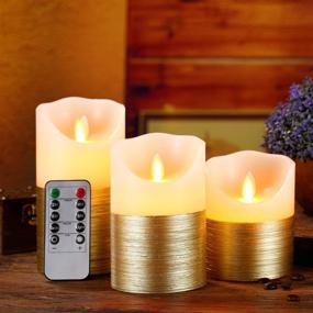 img 3 attached to 🕯️ Flameless Candles Set of 3: Ivory Wax LED Pillars with Dancing Flame, Remote Control & 24-Hour Timer