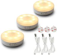 🔦 1000mah rechargeable led puck lights - stick anywhere, cordless closet light, motion sensor, automatic under cabinet lighting for counter, pantry, wardrobe, hallway, stairs - warm white, 3 pack логотип