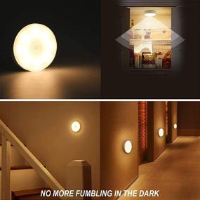 img 3 attached to 🔦 1000mAH Rechargeable LED Puck Lights - Stick Anywhere, Cordless Closet Light, Motion Sensor, Automatic Under Cabinet Lighting for Counter, Pantry, Wardrobe, Hallway, Stairs - Warm White, 3 Pack