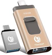 флеш-накопитель yseawolf usb 256 гб 3.0 с type c для android, пк и iphone gold - высокое емкость внешнего накопления usb, мобильный фото-накопитель и флеш-накопитель. логотип