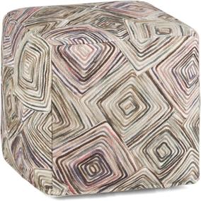 img 4 attached to 🪑 SimpliHome Jodi Cube Pouf - Multi Color Hand Stitched Cotton and Wool Upholstery - Perfect for Living Room, Bedroom, Kids Room - Transitional, Modern Design