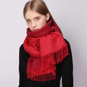 img 2 attached to Winter Cashmere Pashmina Reversible Scarves Women's Accessories in Scarves & Wraps