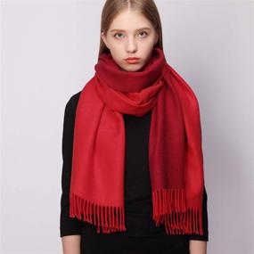 img 1 attached to Winter Cashmere Pashmina Reversible Scarves Women's Accessories in Scarves & Wraps