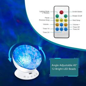 img 2 attached to 🌊 Ocean Wave Projector with Remote Control, Adjustable Lightness, Timer, 8 Lighting Modes, Music Speaker, Night Light Projector for Bedroom, Baby Kids, Adults - Sleep Gift, 12 LED Night Light Lamp