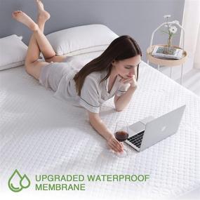 img 2 attached to Premium Bamboo Cooling Mattress Protector - King Size, Waterproof Fitted Mattress Pad Cover with Extra Deep Pocket, Fits up to 18 Inches