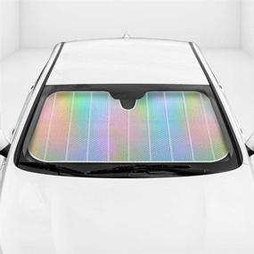 img 4 attached to 🚘 BDK Sharper Image Iridescent Mermaid Hologram Sun Shade: Chameleon Front Windshield Shade for Car Truck SUV - 58 x 27 Inch