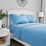 🛏️ lavish home luxury blue brushed microfiber bed linen set - includes fitted & flat sheets and pillowcase - wrinkle, stain & fade resistant - twin size logo