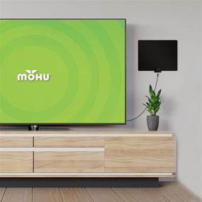 img 2 attached to 📺 Высокопроизводительная внутренняя антенна Mohu Leaf 50: дальность 60 миль, ультрафиолетовый/высокочастотный мультидирекциональный, дизайн бумажного типа, улучшенный усилитель 15 дБ, коаксиальный кабель длиной 16 футов, в комплекте USB-кабель, разворачиваемая и окрашиваемая, идеально подходит для HDTV 4K-готовых телевизоров (МН-110584)