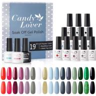 🎨 candy lover gel nail polish kit - 16 pastel autumn winter colors with base top coat, matte top coat starter set, uv led home manicure nail art collection bk-27 - red purple blue green logo
