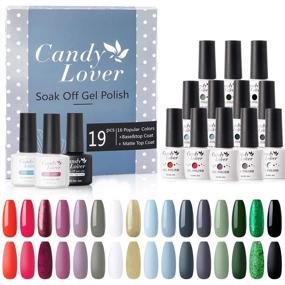 img 4 attached to 🎨 Candy Lover Gel Nail Polish Kit - 16 Pastel Autumn Winter Colors with Base Top Coat, Matte Top Coat Starter Set, UV LED Home Manicure Nail Art Collection BK-27 - Red Purple Blue Green