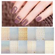 💅 kalolary noble metallic chains line wave point stars nail stickers - set of 12 gold silver 3d metallic nail stickers for women. enhance your nail design with curve stripe lines adhesive striping tape. perfect gift for women. логотип