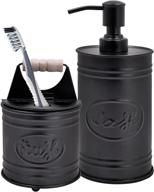 🛁 autumn alley black bathroom accessories set: farmhouse hand soap dispenser and rustic toothbrush holder for charming farmhouse bathroom decor" logo