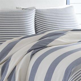 img 2 attached to Nautica Home - Fairwater Collection - 100% Cotton Comforter and Matching Sham(s), Queen Size Blue Herringbone Bedding Set - Mediterranean Inspired Design