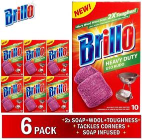 img 1 attached to 🔴 Brillo Heavy Duty Steel Wool Soap Pads 2X Tougher - Original Scent (Red) - 6 Pack (10ct)