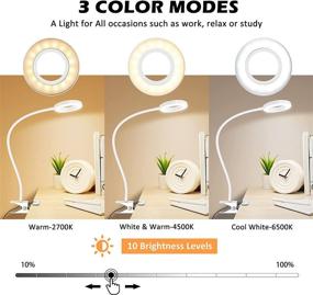 img 3 attached to 🌞 Dimmable Clip-on Light for Home Office, ZHUPIG Desk Lamps with 3 Color Modes, Eye Protection Clamp Reading Lights, 24 LED Book Clamp on Light for Video Conferencing, Laptop Computer Webcam Zoom