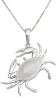 sleek sterling silver hex crab pendant: exquisite matte finish + 18" box chain logo