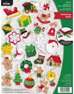 🎄 bucilla christmas minis felt applique ornament kit - 2.5" x 2.5 logo