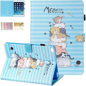 img 4 attached to 🐱 Dteck Multi-Angle Viewing Folio Smart Cover for iPad Air 2/1, 9.7-inch 2017/2018 - Cat Rescue Design