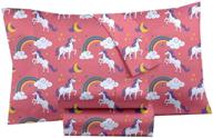 castle and clover lunar unicorn pink sheets for girls: twin and full kids sheet set with flat sheet, fitted sheet, pillowcase(s) (full) logo