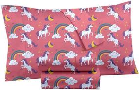 img 4 attached to Castle and Clover Lunar Unicorn Pink Sheets for Girls: Twin and Full Kids Sheet Set with Flat Sheet, Fitted Sheet, Pillowcase(s) (Full)