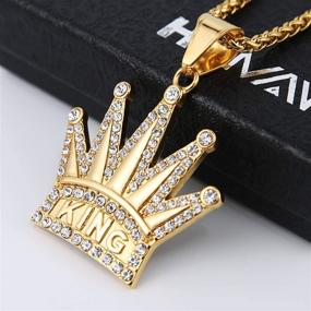 img 3 attached to 👑 HZMAN 18k Gold Plated Cz Inlay King Crown Pendant Necklace: Success, Protection & Luck