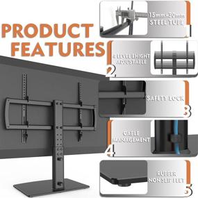 img 2 attached to HT03B-002 Universal TV Stand/Base with Wall Mount | 32-65 inch | 📺 Adjustable Height | Heavy Duty Tempered Glass Base | Holds up to 99lbs Screens