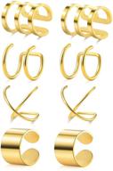 👂 tornito stainless steel ear cuff set - fake nose ring & helix cartilage wrap earrings, non-piercing & adjustable, 4-10 pairs logo