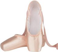 🩰 pink satin ballet dance shoes for girls and women - bezioner ballet pointe shoes with sewn ribbon and silicone toe pads logo