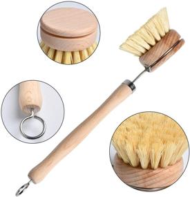 img 2 attached to 🧽 Supkiir Dish Scrub Brush: Natural, Handle & 2 Replacement Heads for Effective Kitchen and Bathroom Cleaning