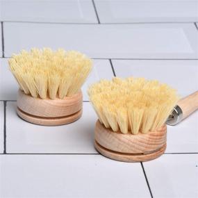 img 1 attached to 🧽 Supkiir Dish Scrub Brush: Natural, Handle & 2 Replacement Heads for Effective Kitchen and Bathroom Cleaning