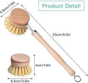 img 3 attached to 🧽 Supkiir Dish Scrub Brush: Natural, Handle & 2 Replacement Heads for Effective Kitchen and Bathroom Cleaning