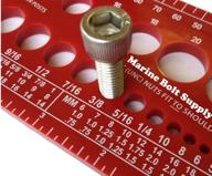 🔩 essential marine bolt supply nut, bolt & screw gauge in standard & metric coarse & fine measurements for diameter, length & thread pitch (red) logo