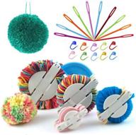 🧶 pompom maker kit: fluff ball weaver needle craft diy wool knitting set with 4 sizes pom pom makers, decoration accessories, stitch markers, and plastic needles logo