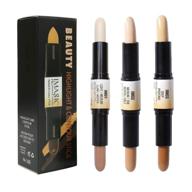 ccbeauty wonder stick - dual-ended face highlighter sticks for contouring & shaping, 6 colors makeup contour cosmetics cream concealer, 3d highlighting & concealing, 3pcs set logo