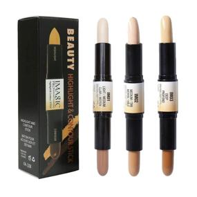 img 4 attached to CCbeauty Wonder Stick - Dual-ended Face Highlighter Sticks for Contouring & Shaping, 6 Colors Makeup Contour Cosmetics Cream Concealer, 3D Highlighting & Concealing, 3pcs Set