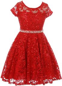 img 4 attached to 🌸 Sleeve Floral Glitter Holiday Flower Girls' Clothing: Perfect Dresses for Festive Occasions