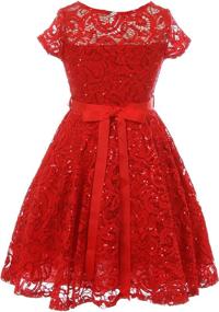 img 3 attached to 🌸 Sleeve Floral Glitter Holiday Flower Girls' Clothing: Perfect Dresses for Festive Occasions