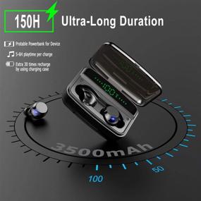 img 3 attached to Беспроводные наушники Donerton: Bluetooth-наушники 5.0 IP7 водонепроницаемые ушные наушники для спорта - 8 часов проигрывания, глубокий бас TWS, HD-двойной микрофон - белый.