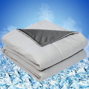 img 4 attached to PHF Clever Cooling Blanket Queen Size: Reversible Quilted Breathable Soft Blanket for Bed, Sofa, Couch - Lightweight, All Season - 90 x 90 inches, Light Grey