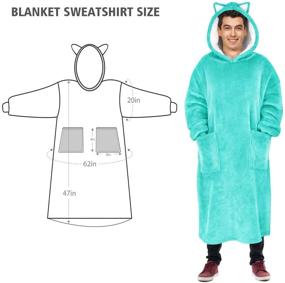 img 2 attached to 🧥 KIKILIVE Wearable Blanket Hoodie: Super Warm, Oversized Flannel Blanket with Hood Pocket and Sleeves for Men & Women