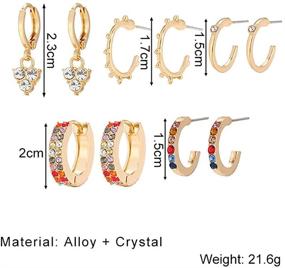 img 3 attached to Stunning 5-Piece Paris Huggie Earrings Set: Exquisite Small Gold Hoops, Cubic Zirconia & Rainbow Crystal Dangles for Women and Girls