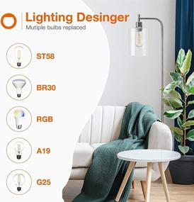 img 1 attached to ADDLON LED Floor Lamp with Hanging Glass Shade, LED Bulb - Modern Standing Industrial Tall Pole Lamp for Bedroom, Living Room, Office - Nickel Finish