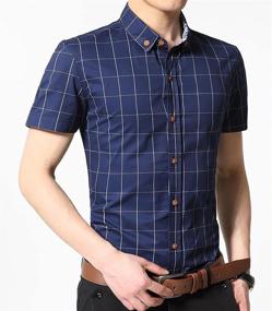 img 3 attached to 👔 YTD Cotton Sleeve Plaid Button Men's Shirt: Timeless Style meets Modern Comfort