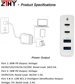 img 3 attached to 🔌 ZTHY 4-портовый USB C настенное зарядное устройство с USB C PD Power Delivery и двумя портами USB A - эффективное зарядное устройство для iPhone, MacBook, iPad Pro, AirPods Pro, Switch, Galaxy, Pixel Laptop