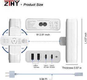 img 1 attached to 🔌 ZTHY 4-портовый USB C настенное зарядное устройство с USB C PD Power Delivery и двумя портами USB A - эффективное зарядное устройство для iPhone, MacBook, iPad Pro, AirPods Pro, Switch, Galaxy, Pixel Laptop