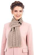 🧣 luxurious 100% merino wool irish aran cable knit scarf wrap with buttons - 32 x 8 inches logo